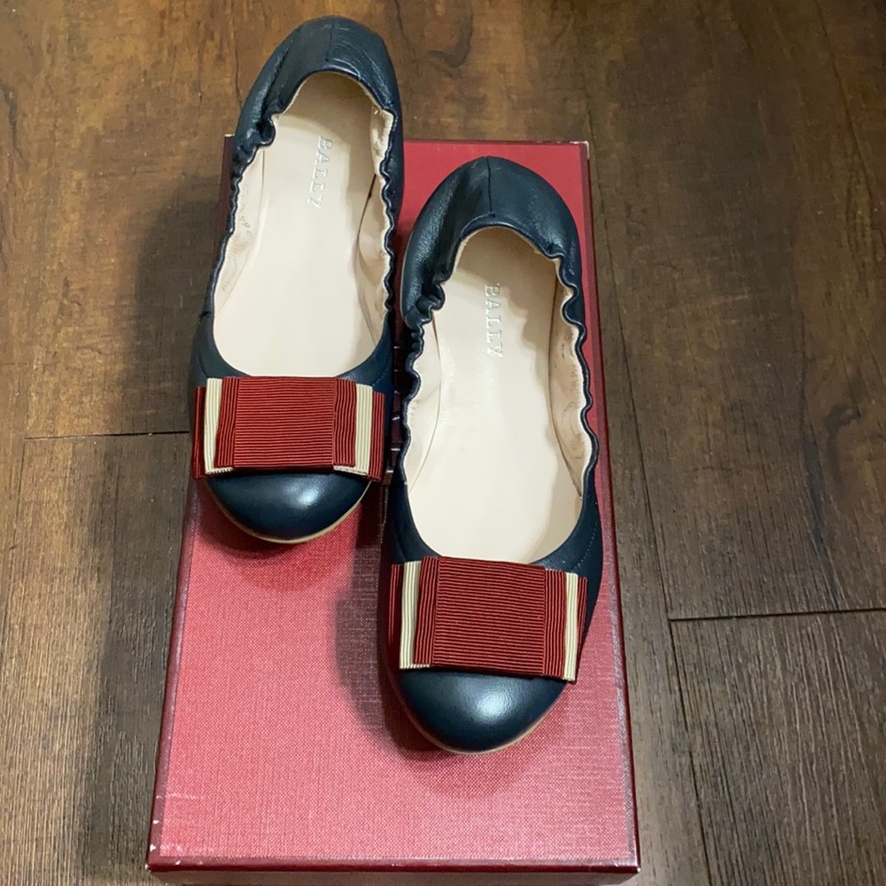 BALLY Leather Ballet Flats Navy Blue BRAND NEW